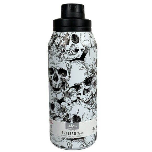 NWT Hydrapeak Skulls Flowers 32oz Stainless Steel Insulated Bottle Tumbler Wide - Picture 7 of 14